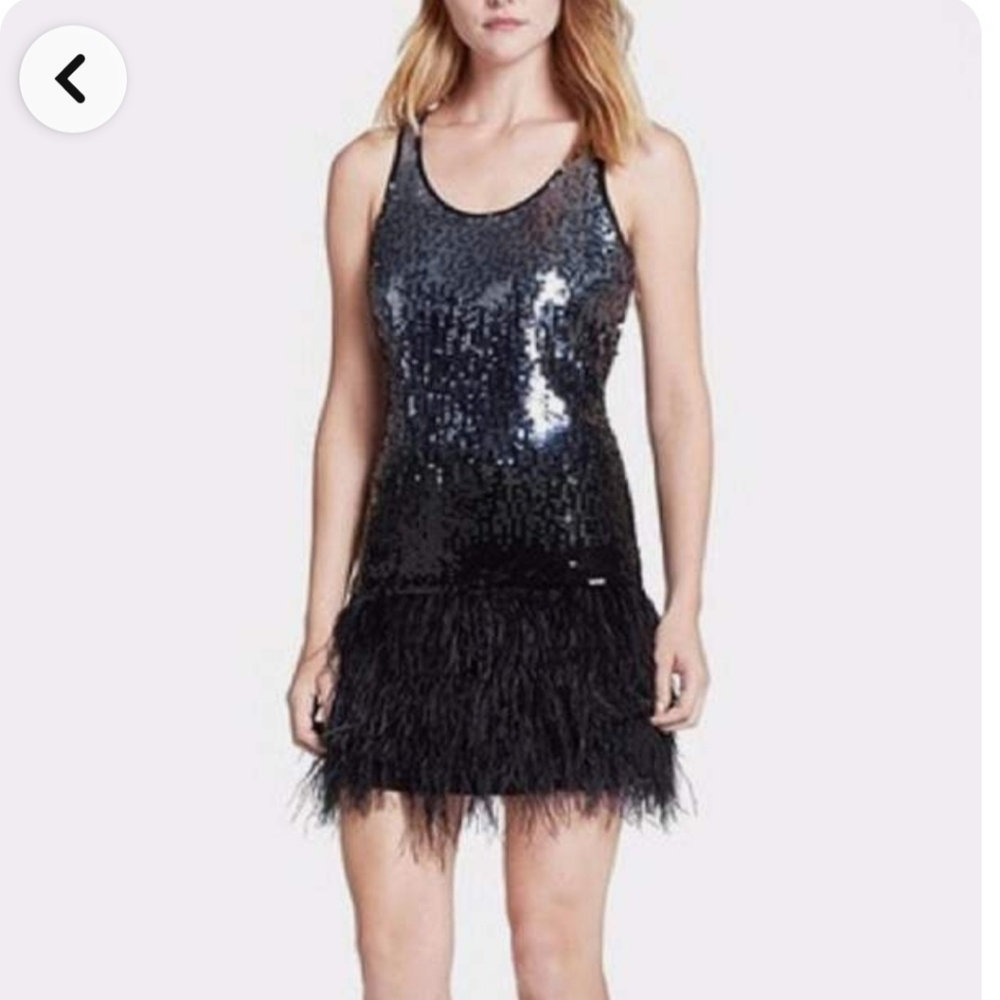 Michael Kors Sequin and Ostrich Feather New Year's Eve Party Swiftie Dress